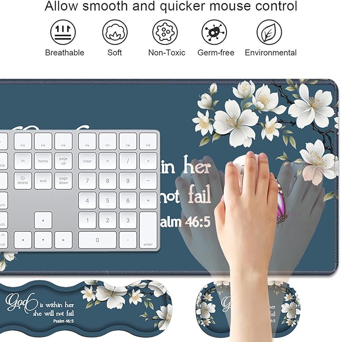 4 in 1 Ergonomic Keyboard Wrist Rest & Mouse Pad Wrist Rest Set, Large XXL - Image 3
