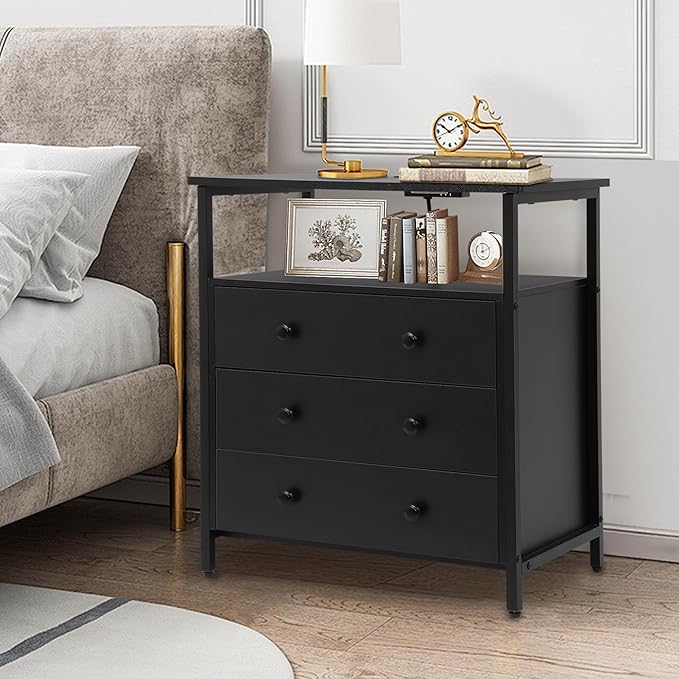 Edbuosy 3 Wooden Drawers Night Stand, 27 Inch Wide Nightstand - Image 6