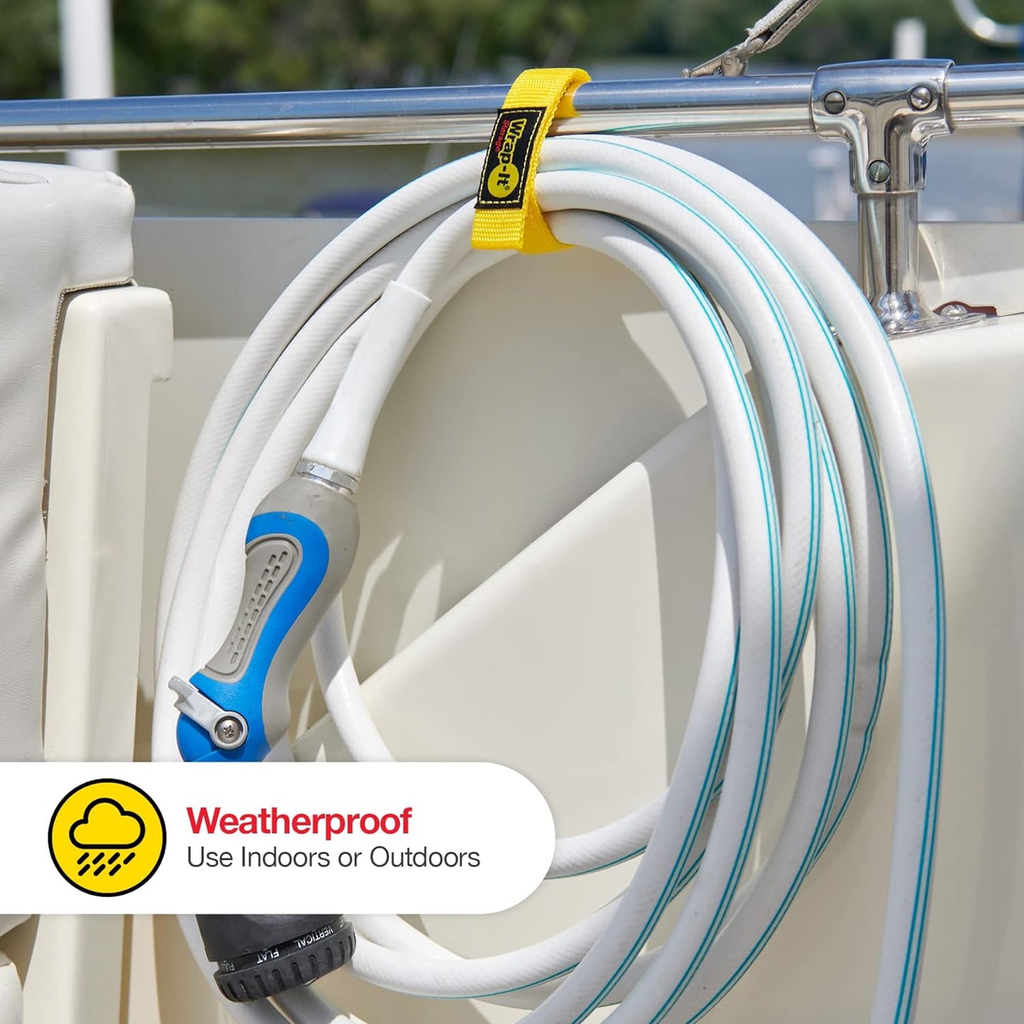 Quick-Straps by Wrap-It Storage - 12" (12 Pack) Yellow - Extension Cord Holder for RV and Boat Organizing | Extension Cord Holder for RV and Boat Organizing