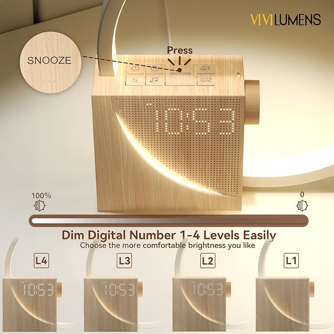 Vivilumens Sunrise Alarm Clock Sound Machine Nightlight, Gradual Wake Up Light - Image 6