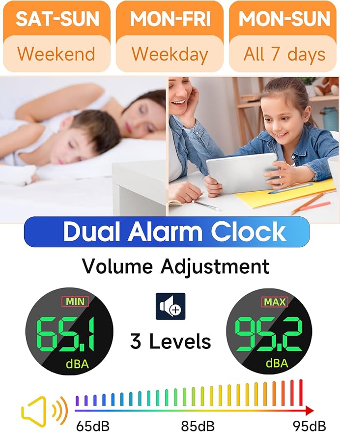 Cadmos Extra Loud Alarm Clock for Heavy Sleepers Adults, Rainbow Clock for - Image 4