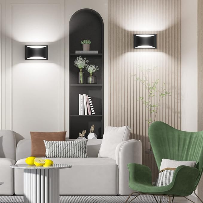 Aipsun Indoor Black Modern LED Wall Sconce Interior Wall Lights Set of 2 - Image 9