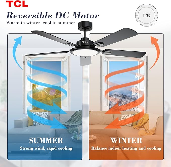 TCL Ceiling Fans with Lights, 52 Inch Ceiling Fan with Light and Remote Control - Image 5