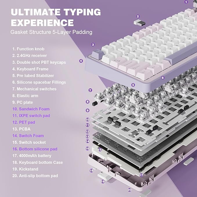 YUNZII B75 PRO Wireless Mechanical Keyboard, 75% Layout - Image 4
