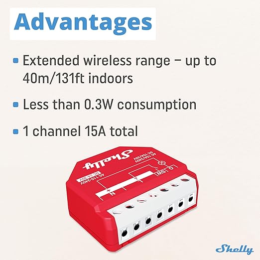 Shelly Wave 1PM US LR UL | Z-Wave Long Range Smart Switch Relay, 1-Channel 15 A - Image 4