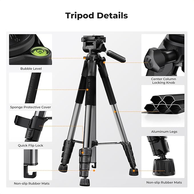 K&F CONCEPT Camera Tripod, Cellphone Clip - Image 9