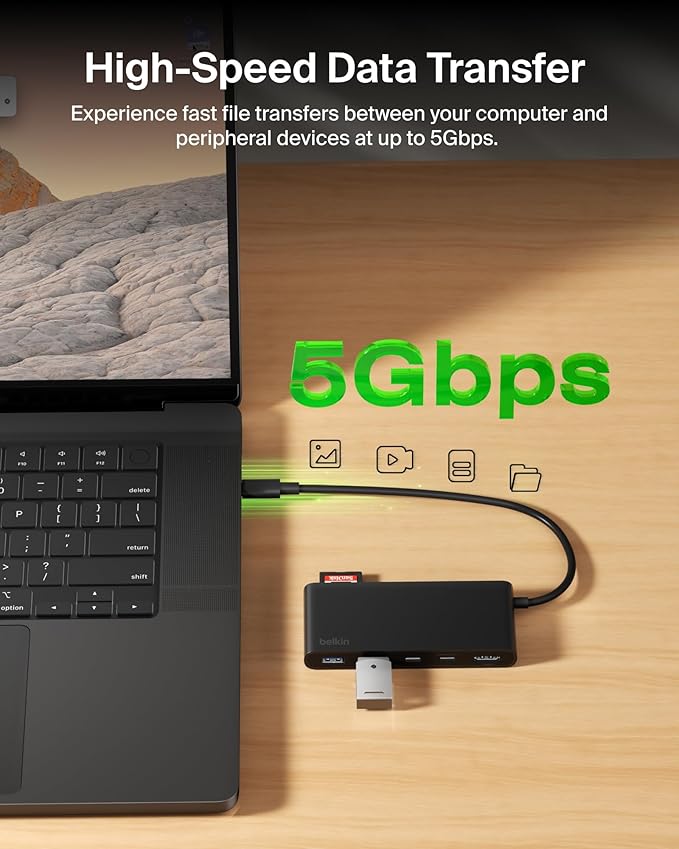 Belkin USB C Hub, 7-Port Hub w/ 4K HDMI Display @ 60Hz, SD & MicroSD, 100W - Image 6
