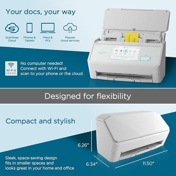 ScanSnap iX2500 Wireless or USB High-Speed Cloud Enabled Document, Photo & - Image 3