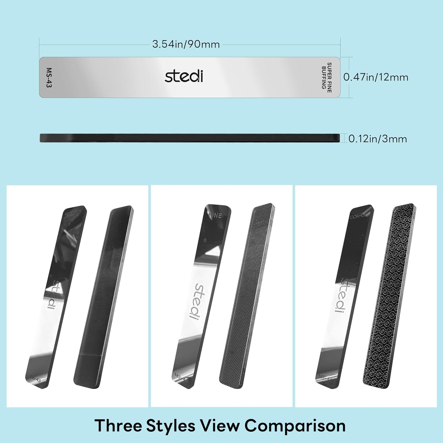 stedi Hobby Model Polishing Tools 3 PCS, Precision Glass Polishing Files | #320-400 Grit, #400-600Grit, #10000 Grit