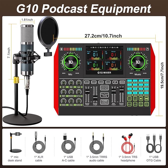 Podcast Microphone Bundle with Live Sound Board Audio Mixer, Podcast Equipment - Image 2