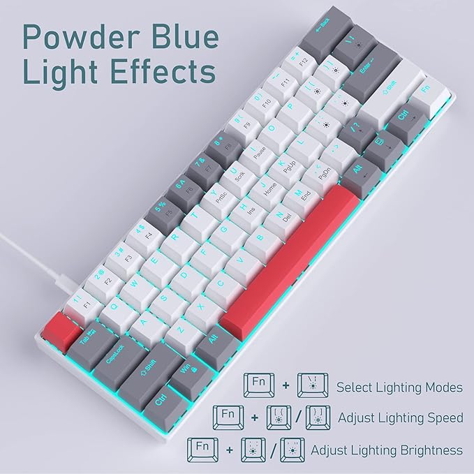 Camiysn 60% Mechanical Gaming Keyboard, Mixed Color Keycaps Gaming Keyboard - Image 5