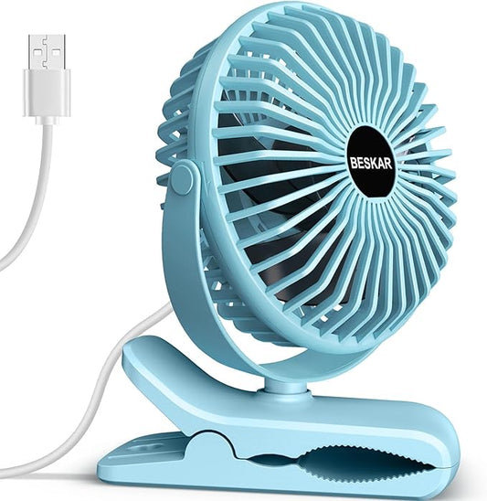BESKAR Clip on Fan, Portable Small Desk Fans by BESKAR