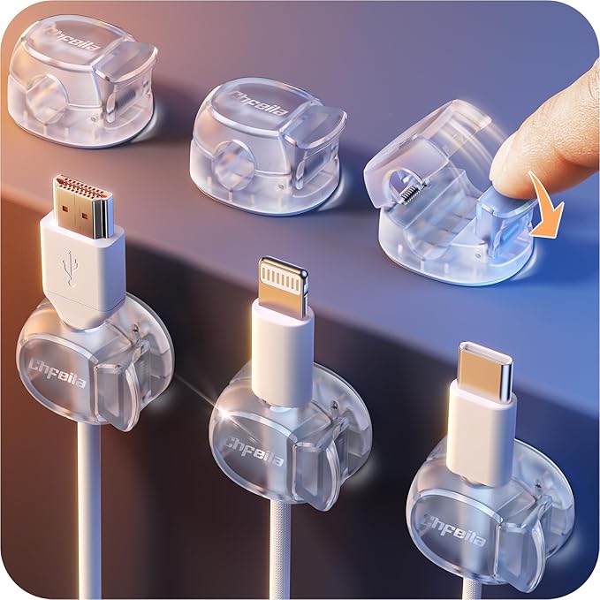 Cable Clips, Chfeila 6Pack Dual Spring Cord Organizer by Chfeila