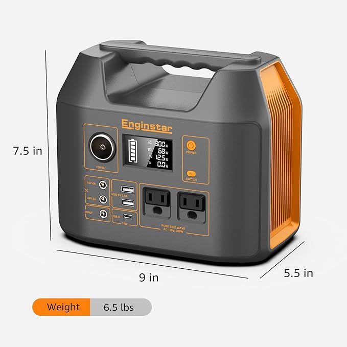 Portable Power Station EnginStar 300W Solar Generator 110V 296Wh Power Bank Two - Image 5