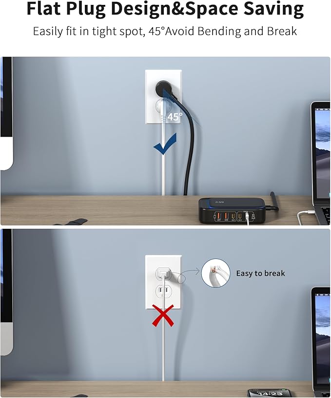 KWRNVO 7-in-1 Power Strip, 85W PD USB C Power Strip - Image 6