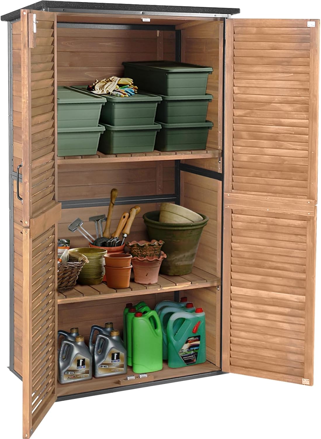 outdoor storage shed with adjustable shelfs tool cabinet, main product view