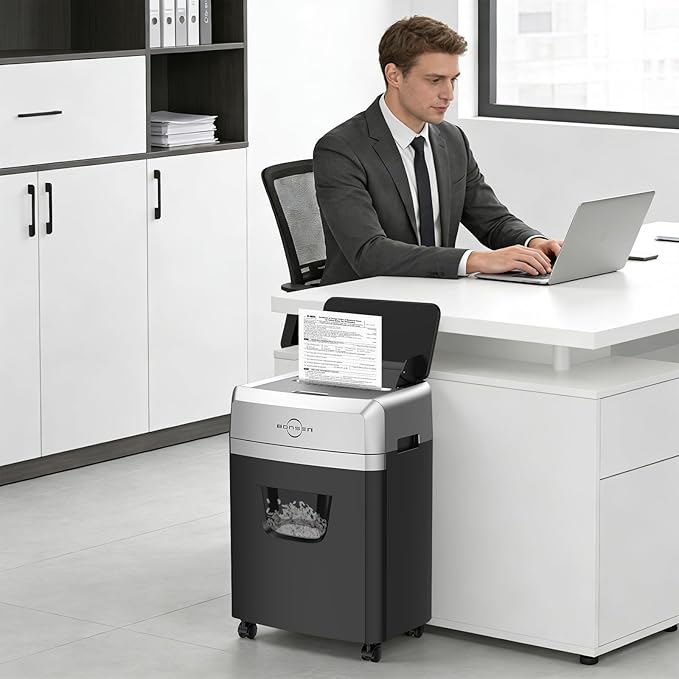BONSEN 150-Sheet Autofeed Paper Shredder Heavy Duty, 60 Mins Micro-Cut Shredder - Image 9