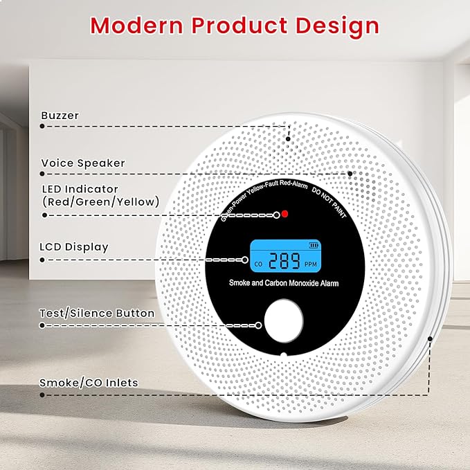 Alertlink 2-in-1 Smoke and Carbon Monoxide Detector Alarm, - Image 3