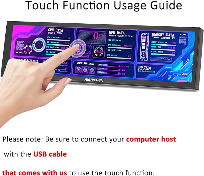 8.8 Inch Small Touchscreen Monitor, PC Temperature Display, PC Sensor Panel - Image 5
