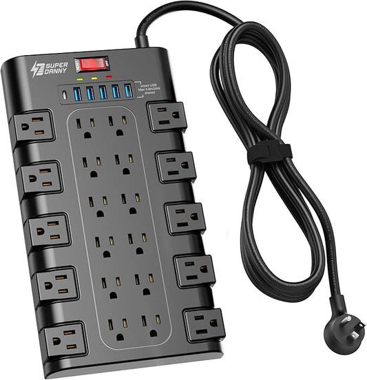 Power Strip Surge Protector, SUPERDANNY 8Ft Long Extension Cord by SUPERDANNY