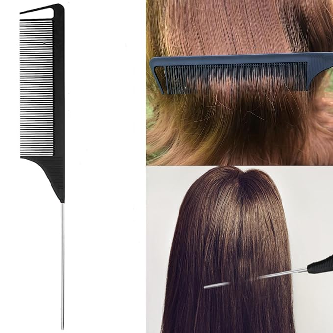 5Pcs Slick Back Brush Set with Topsy Tail Tool, Teasing Bristle, Rat Comb - Image 6