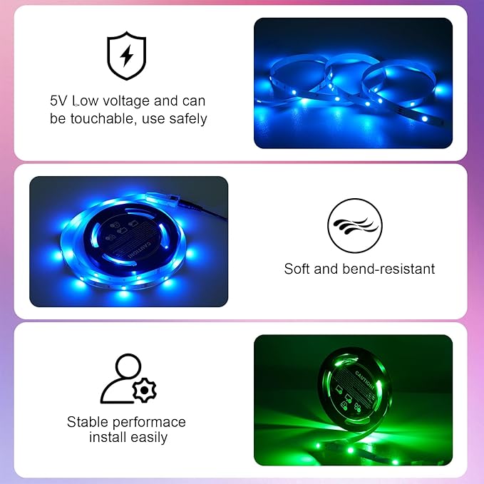 Timelux USB 32.8ft LED Strip Lights Color Changing LED Tape Lights - Image 2