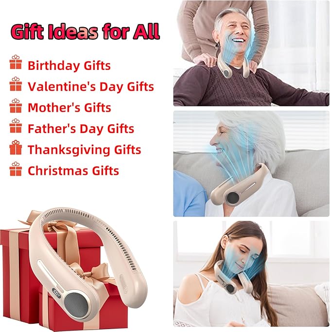 Portable Neck Fan, Hands Free Personal Wearable Bladeless Fan, 6000mAh USB - Image 5