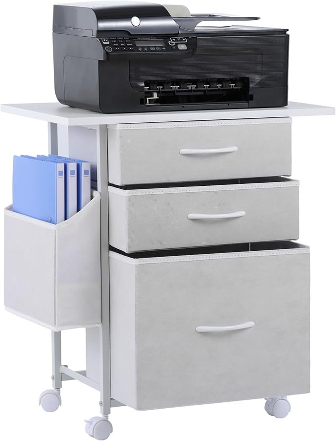 Printer Stand with 3 Fabric Drawer, Mobile File Cabinet by KATHYBOB