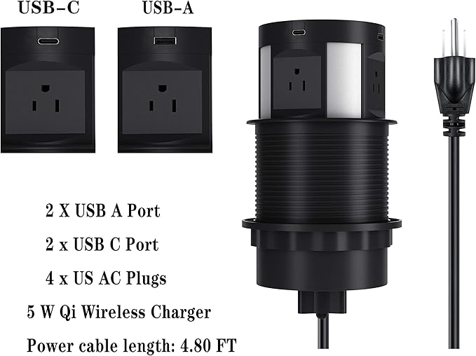 Automatic Pop Up Outlet for Countertop, Recessed Power Strip - Image 3