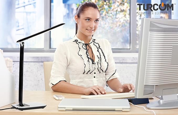 Turcom LED Desk Lamp With USB Charging Port Dimmable Touch Controls w/Color - Image 3