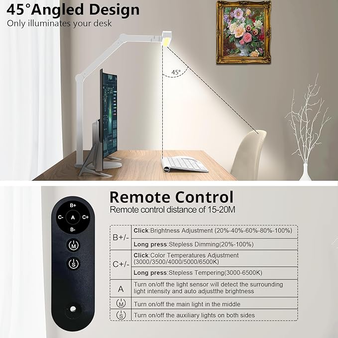 Micomlan Architect Desk Lamp for Home Office, 24W Adjustable Led Desk Light - Image 4