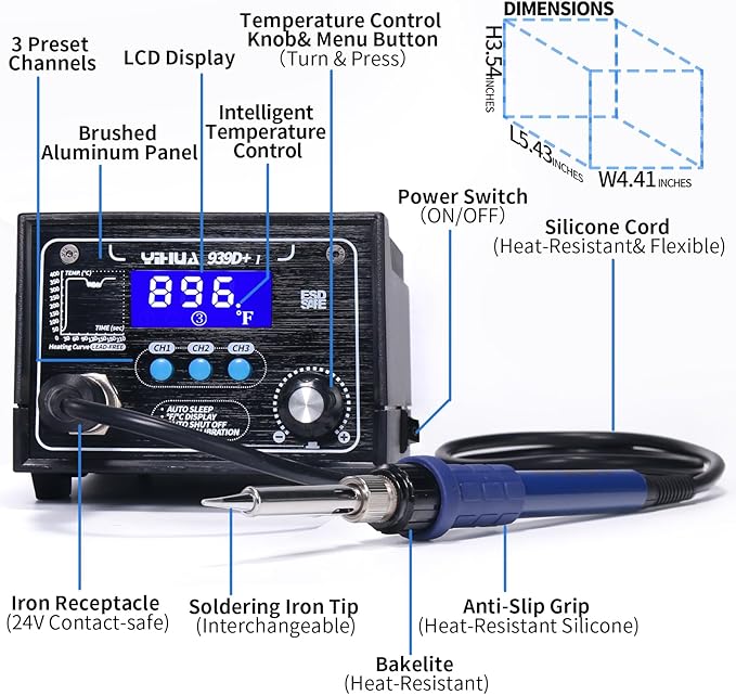YIHUA 939D+ I Soldering Station, 75 Watt Equivalent - Image 4