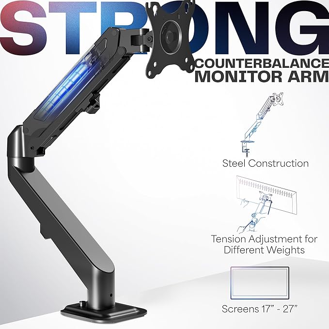 VIVO Heavy Duty Single Monitor Tension Arm - Image 3