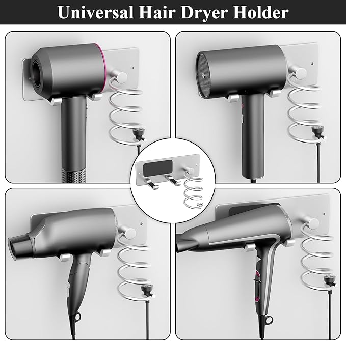 Tindbea Hair Dryer Holder + Curling Iron Holder, Blow Dryer Holder Wall Mount - Image 5