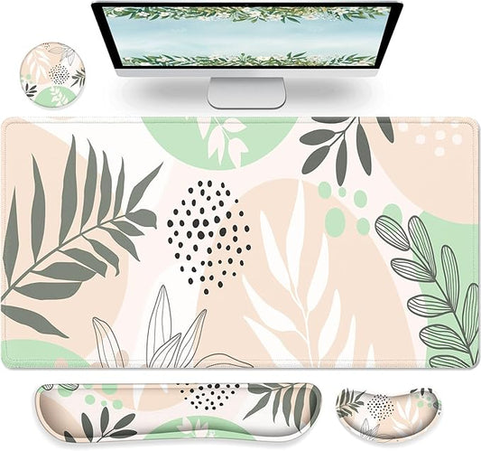 Gimars 4 in 1 Mouse Pad and Keyboard Wrist Rest Set, Large Mouse Pad by Gimars
