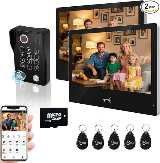 Wired Video Apartment Intercom System, Door Phone Kit, 10 Inch Touch Monitor by ANJIELOSMART