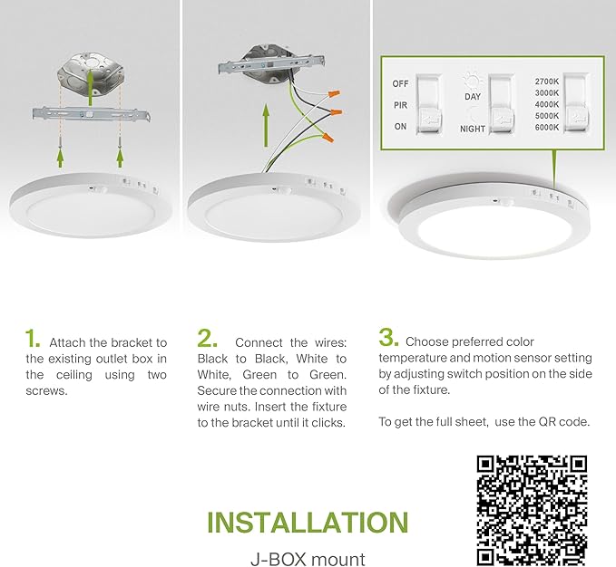 ASD LED 12" Round Flush Mount Ceiling Light Fixture, Low Profile Surface - Image 8