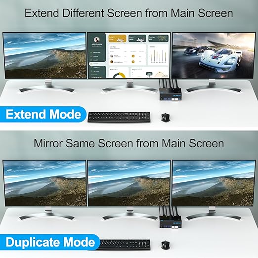8K KVM Switch 3 Monitors 2 Computers Triple Monitor 2 Displayport 1.4 and HDMI - Image 6
