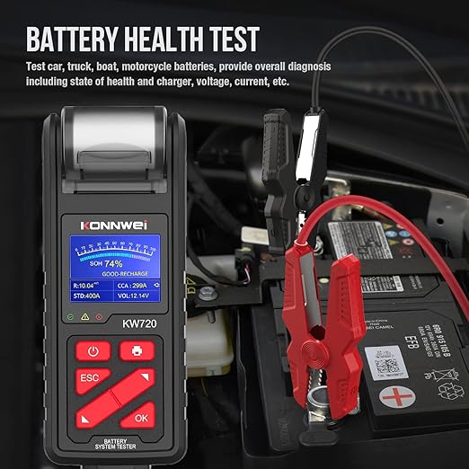 KONNWEI KW720 Car Battery Tester 6V 12V 24V W/Printer, Battery Load Tester - Image 4