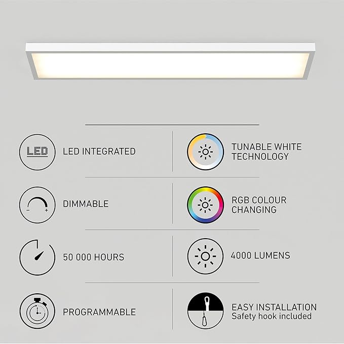 artika Skyshade 30″ LED Flat Panel Ceiling Light – 4, 000 Lumens, RGB + Tunable - Image 3