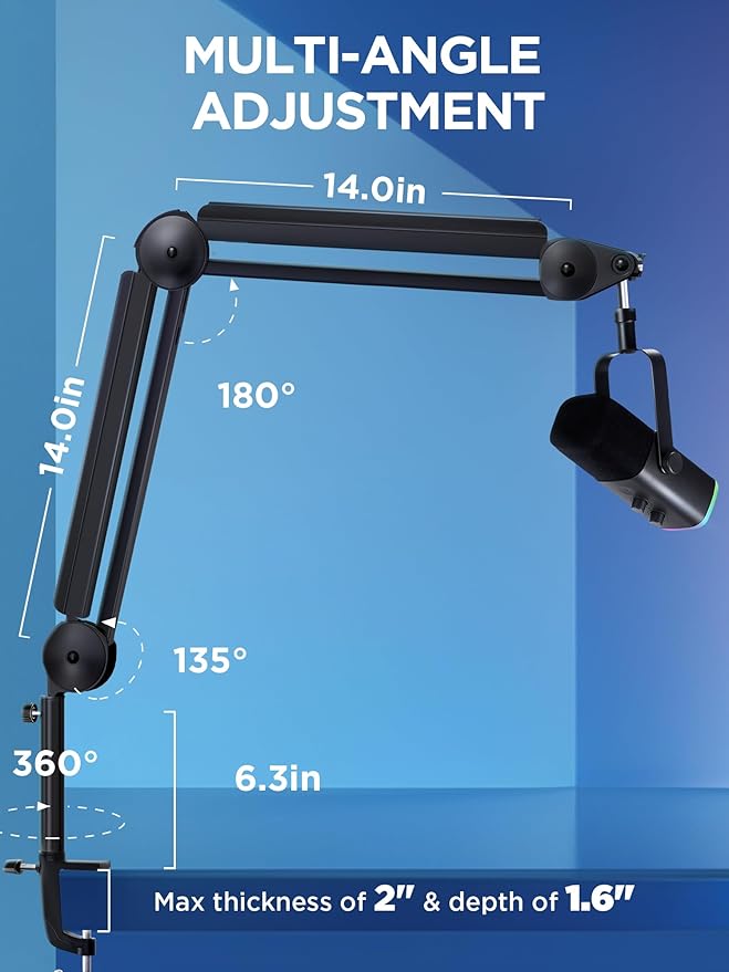 InnoGear Mic Boom Arm Microphone Stand Cable Management - Image 7