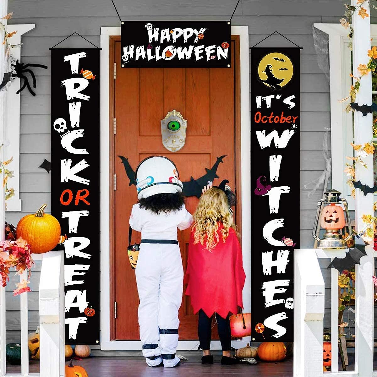 Halloween Doorbell Decorations, Animated Eyeball Doorbell with Scary Sounds Spooky Witch Accessory with Illuminated Eyeglobe for Party Haunted House Party