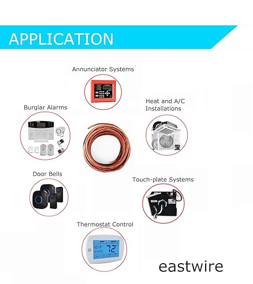 EASTWIRE 18/2 50ft Thermostat Wire, Solid Copper Wire, 18 Gauge Conductor - Image 3