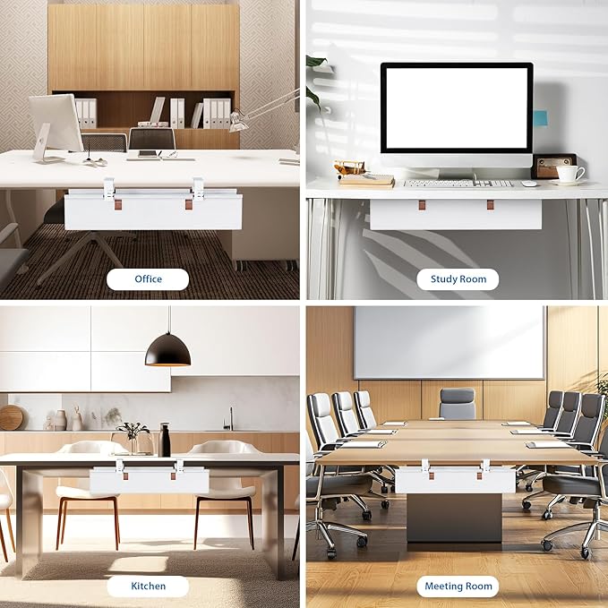 Zilink Under Desk Cable Management 30" No Drill Desk Cable Management Tray - Image 8