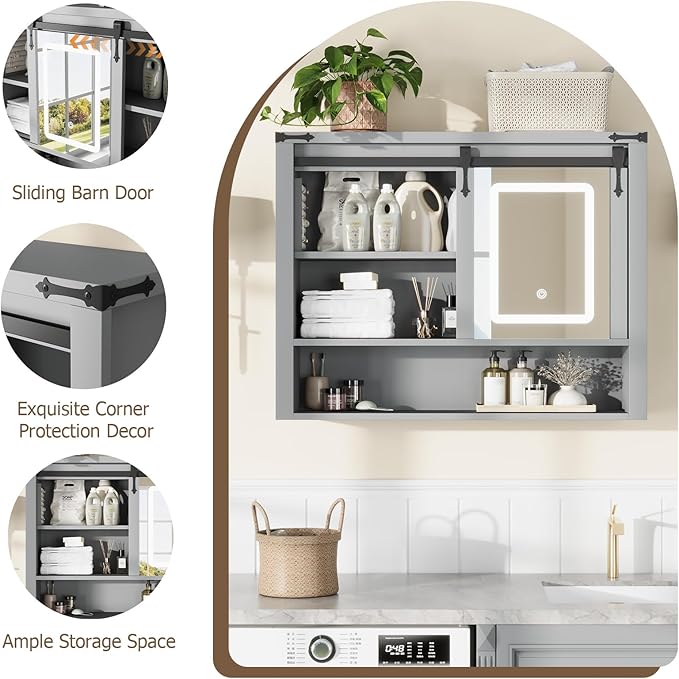 QUW 31" Farmhouse Bathroom Wall Cabinet, Bathroom Medicine Cabinets - Image 7