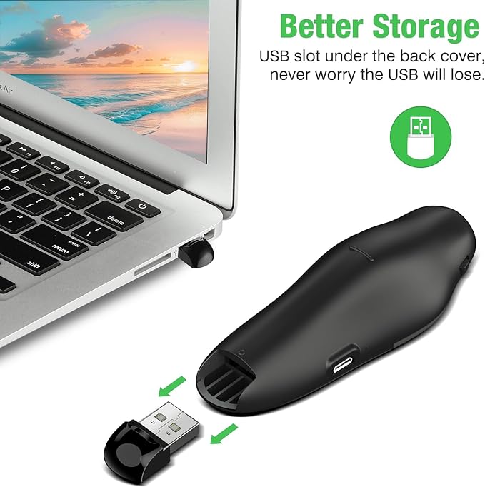 DinoFire Green Presentation Clicker Wireless Presenter Remote, RF 2.4GZ - Image 2