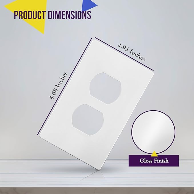 ENERLITES Screwless Duplex Wall Plate, Child Safe Receptacle Outlet Cover - Image 2