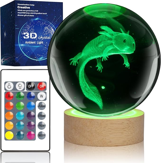LQYHZCZQ 3D Axolotl Crystal Ball Night Light - Image 2
