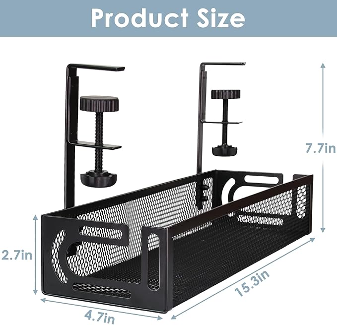 Under Desk Cable Management Tray, Cable Management Under Desk No Drill - Image 2