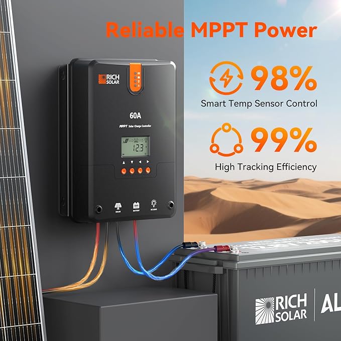 RICH SOLAR 60A MPPT Solar Charge Controller – High-Efficiency 12V/24V/36V/48V - Image 3